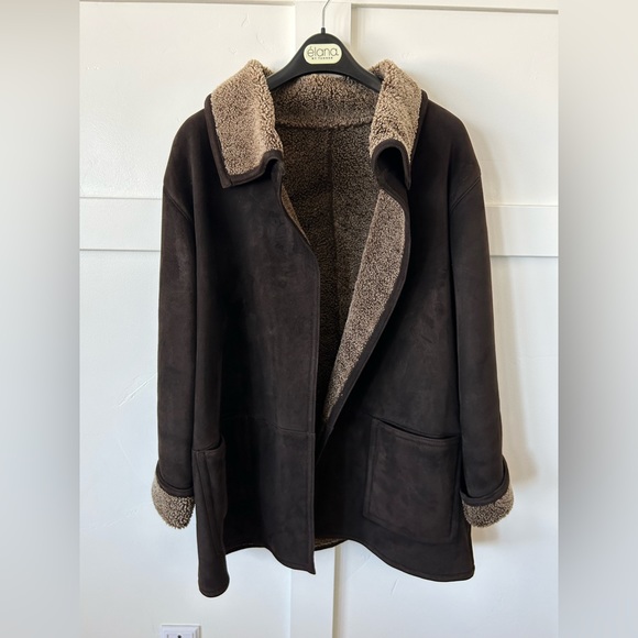 🌶️ Vintage Doncaster Dark Brown Leather Shearling Coat. Size Large. - Picture 5 of 6